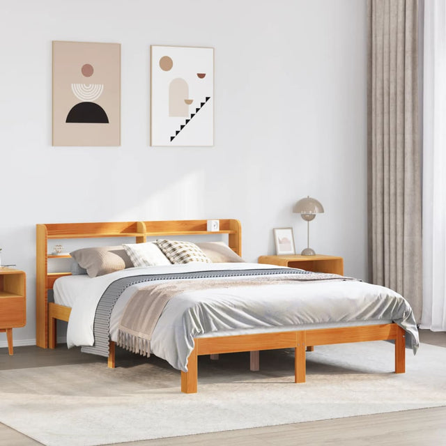 Vidaxl bedframe zonder matras massief grenenhout wasbruin 120x190 cm