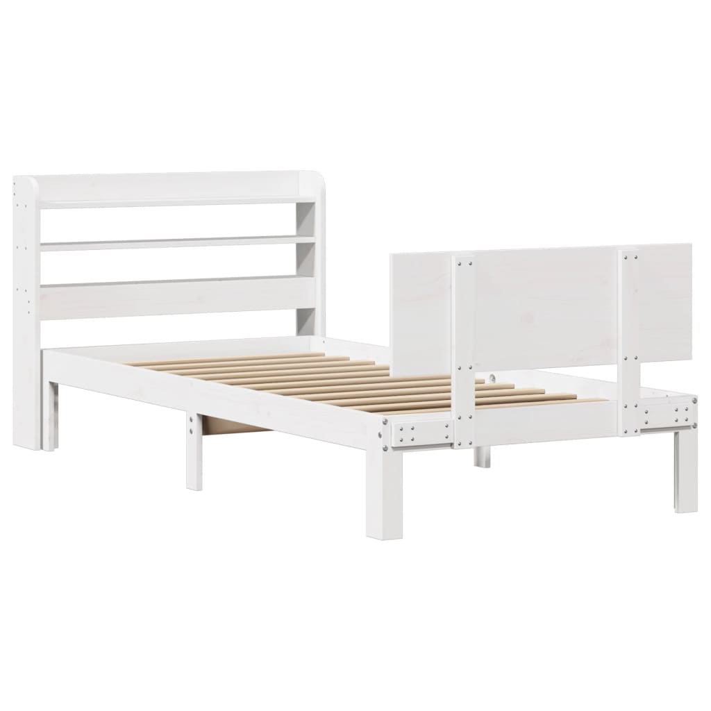 Vidaxl bedframe met hoofdeinde zonder matras 90x200 cm wit