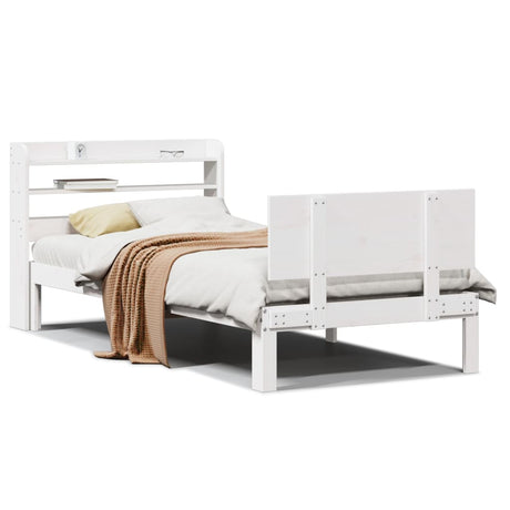Vidaxl bedframe met hoofdeinde zonder matras 100x200 cm wit