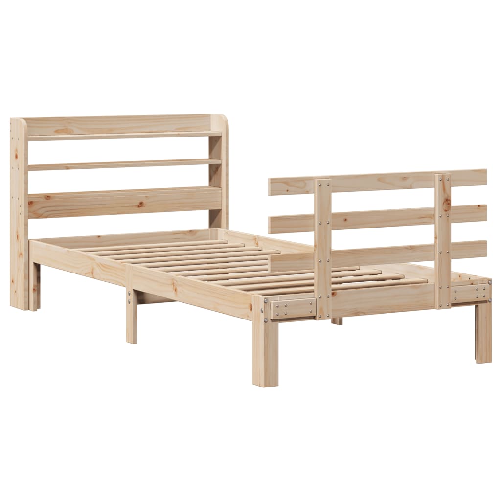 Vidaxl bedframe met hoofdbord massief grenenhout 90x200 cm