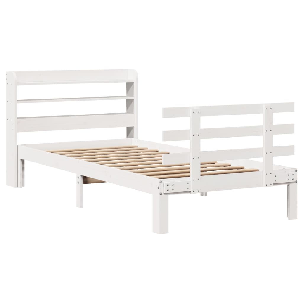 Vidaxl bedframe met hoofdeinde zonder matras 90x200 cm wit
