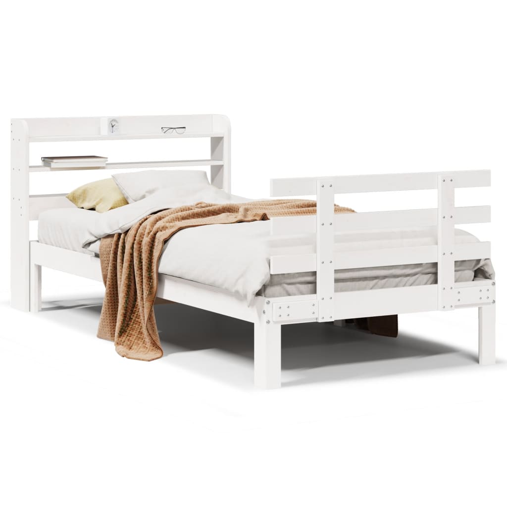 Vidaxl bedframe met hoofdeinde zonder matras 100x200 cm wit