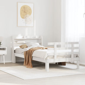 Vidaxl bedframe met hoofdeinde zonder matras 100x200 cm wit