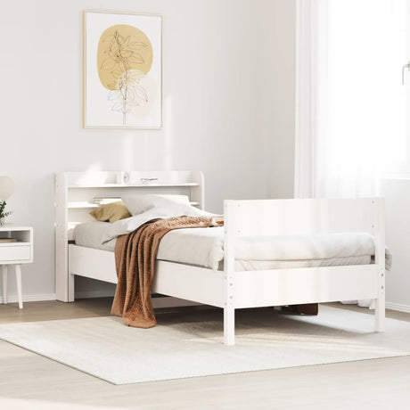 Vidaxl bedframe zonder matras massief grenenhout wit 75x190 cm