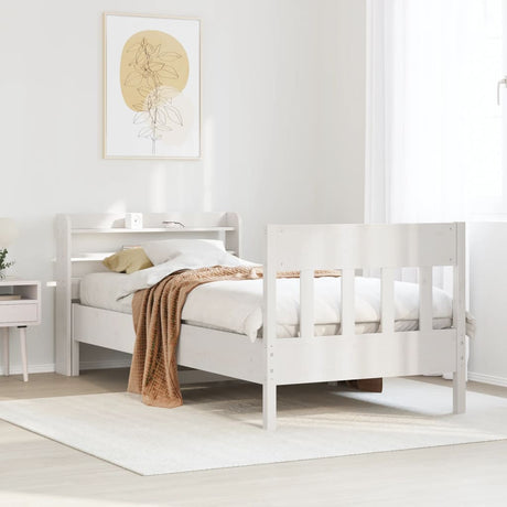 Vidaxl bedframe zonder matras massief grenenhout wit 90x200 cm