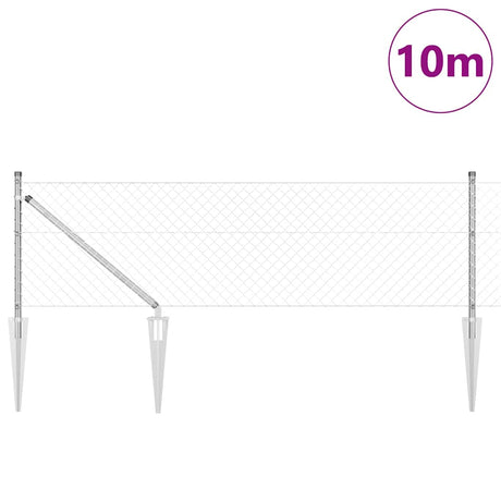 Vidaxl Zaunpfahl Silber 10 x 0,8 m (40 x 40 mm Maschenweite) Stahl