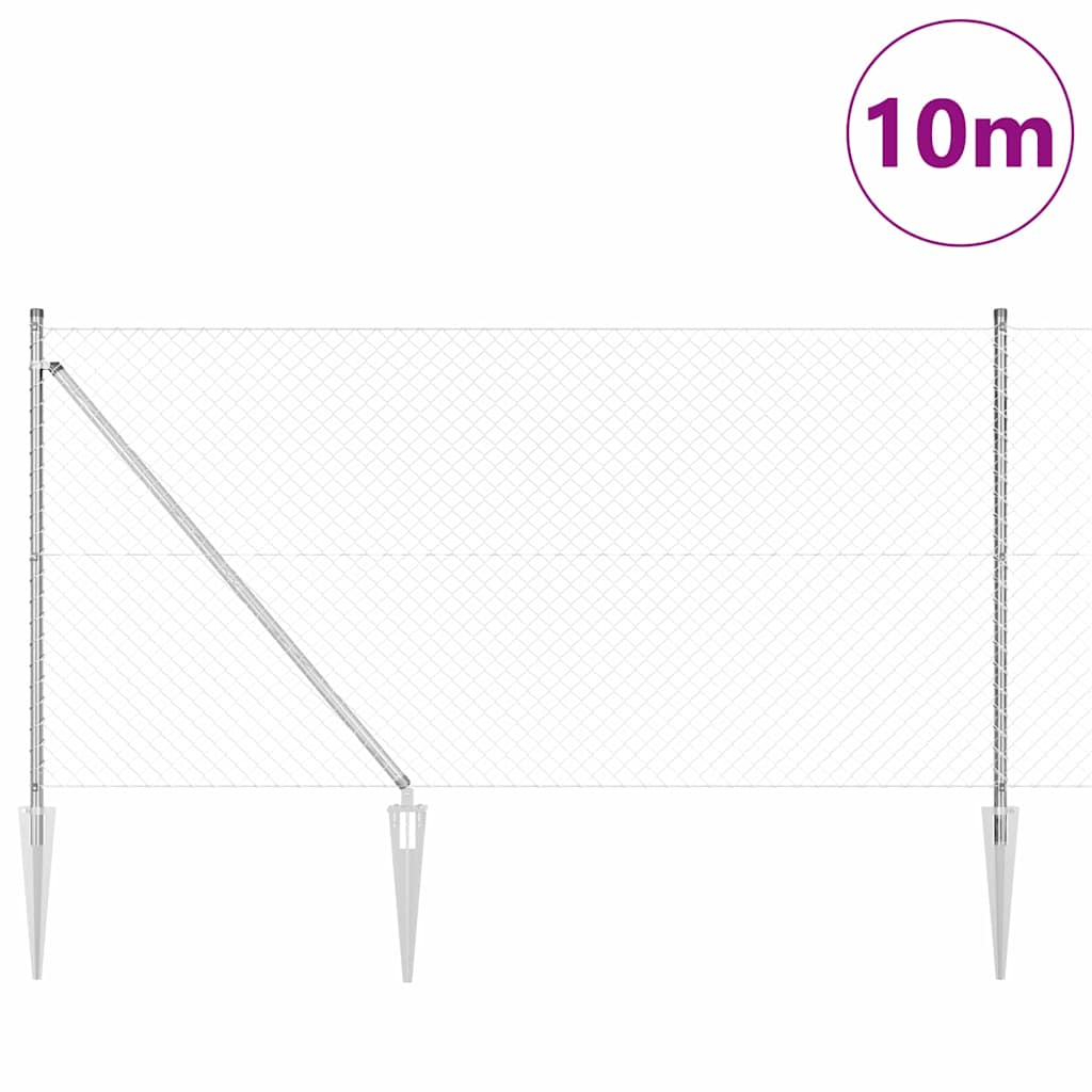 Vidaxl Zaunpfahl Silber 10 x 1 m (40 x 40 mm Maschenweite) Stahl