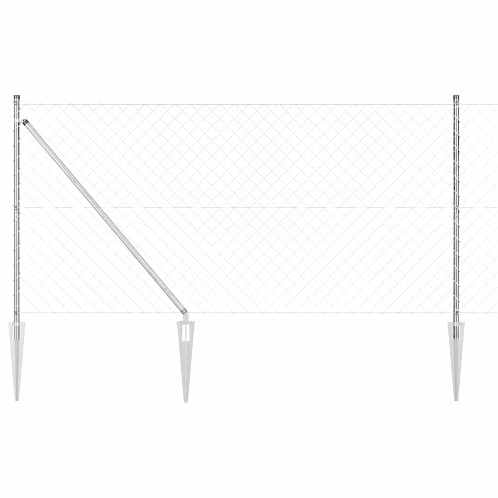 Vidaxl Zaunpfahl Silber 10 x 1,2 m (60 x 60 mm Maschenweite) Stahl