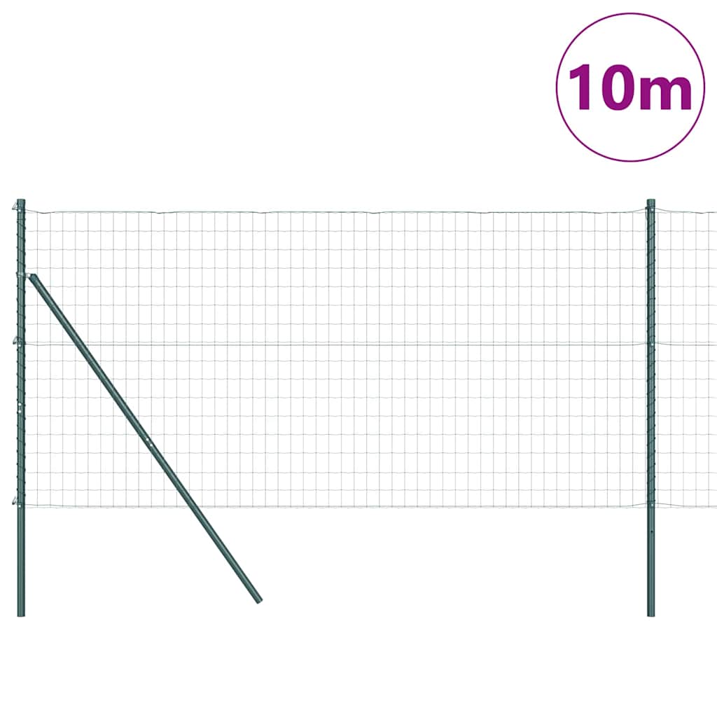 Vidaxxl-Zaun mit Pfosten grün 1,4 x 10 m aus Stahl und PVC