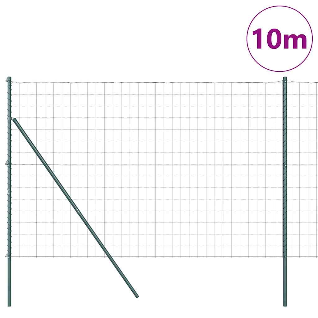 Vidaxl-Zaun mit Pfosten grün 1,5 x 10 m aus Stahl und PVC