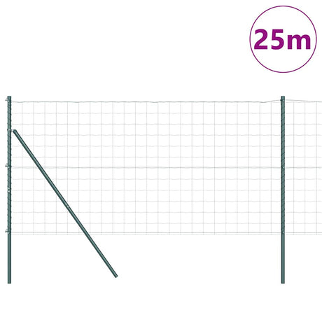 Vidaxxl Zaun mit Pfosten grün 1 x 25 m Stahl