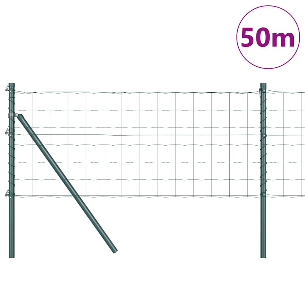 Vidaxxl-Zaun mit Pfosten grün 0,4 x 50 m aus Stahl und PVC