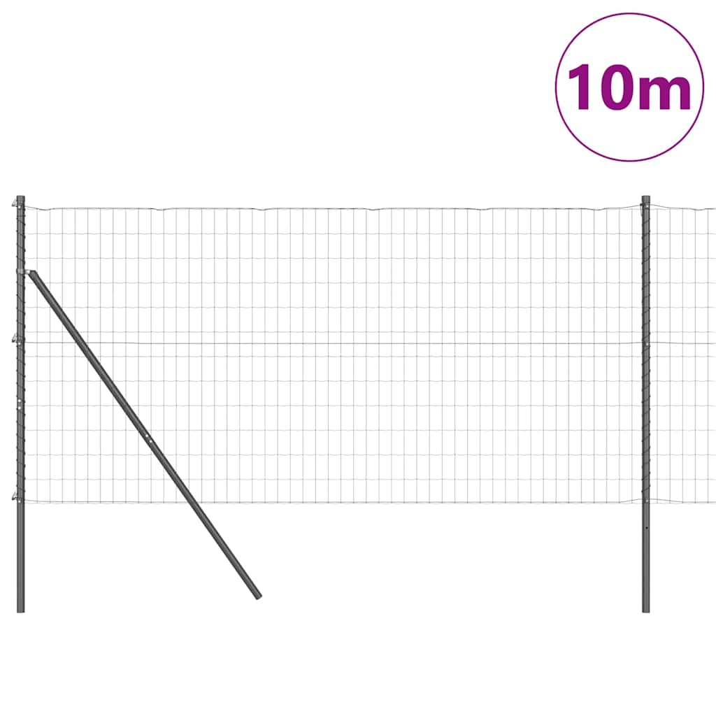 Vidaxl-Zaun mit Pfosten grau 1 x 10 m aus Stahl und PVC