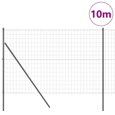 Vidaxl-Zaun mit Pfosten grau 1,5 x 10 m aus Stahl und PVC