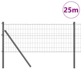 Vidaxl-Zaun mit Pfosten grau 0,4 x 25 m aus Stahl und PVC