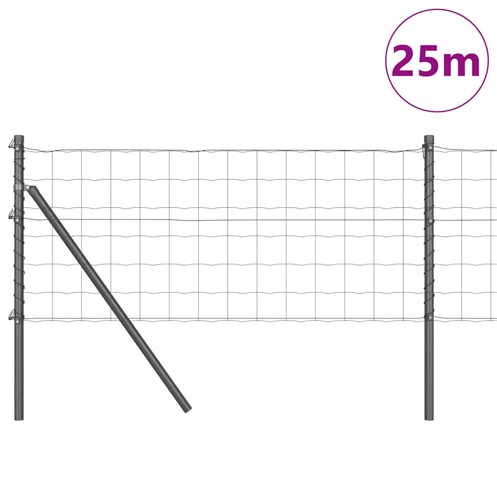 Vidaxl-Zaun mit Pfosten grau 0,4 x 25 m aus Stahl und PVC