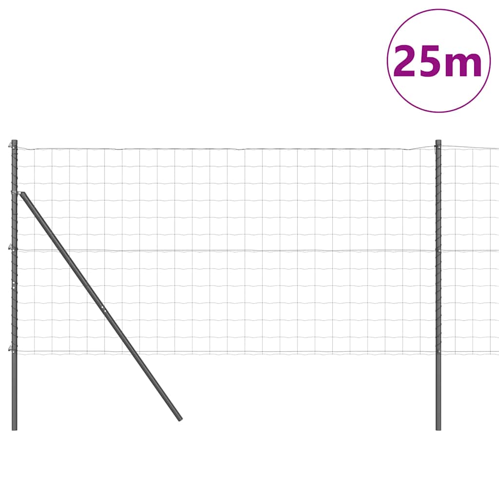 Vidaxxl Zaun mit Pfosten grau 1 x 25 m Stahl