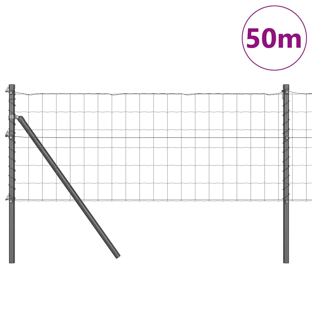 Vidaxl-Zaun mit Pfosten grau 0,4 x 50 m aus Stahl und PVC