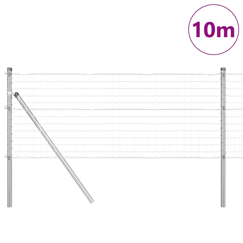 Vidaxl-Zaun mit Pfosten silber 0,8 x 10 m aus Stahl und PVC