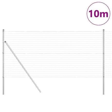Vidaxl-Zaun mit Pfosten silber 1,4 x 10 m aus Stahl und PVC