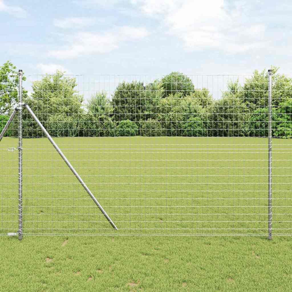 Vidaxl-Zaun mit Pfosten silber 1,6 x 10 m aus Stahl und PVC