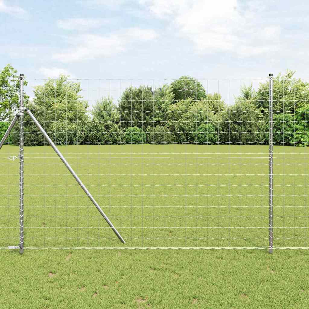 Vidaxl-Zaun mit Pfosten silber 1,5 x 10 m aus Stahl und PVC