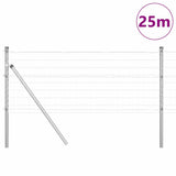 Vidaxxl Zaun mit Pfosten Silber 0,6 x 25 m Stahl und PVC