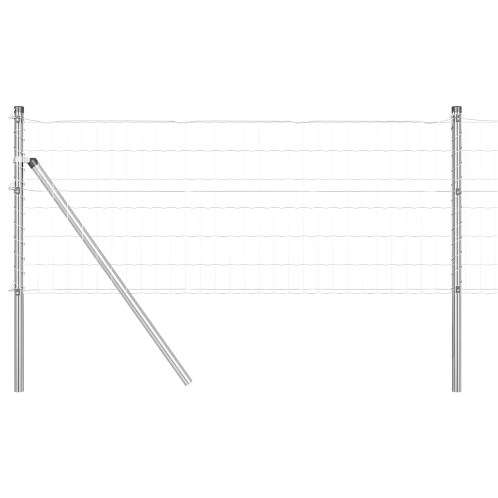 Vidaxxl Zaun mit Pfosten Silber 0,6 x 25 m Stahl und PVC