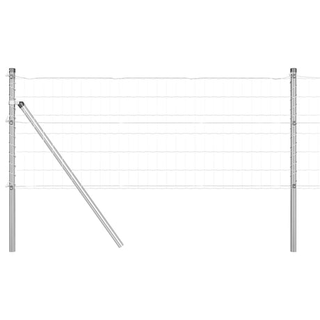 Vidaxxl Zaun mit Pfosten Silber 0,6 x 25 m Stahl und PVC