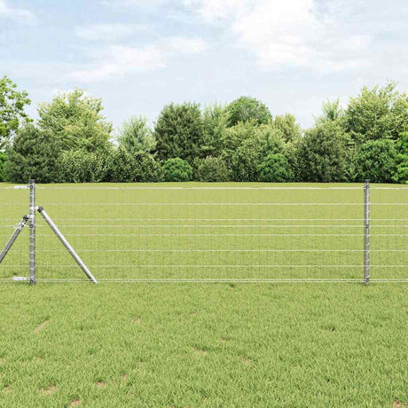 Vidaxl-Zaun mit Pfosten silber 0,8 x 25 m aus Stahl und PVC