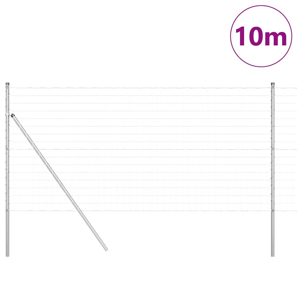 Vidaxl-Zaun mit Pfosten silber 1,2 x 10 m aus Stahl und PVC