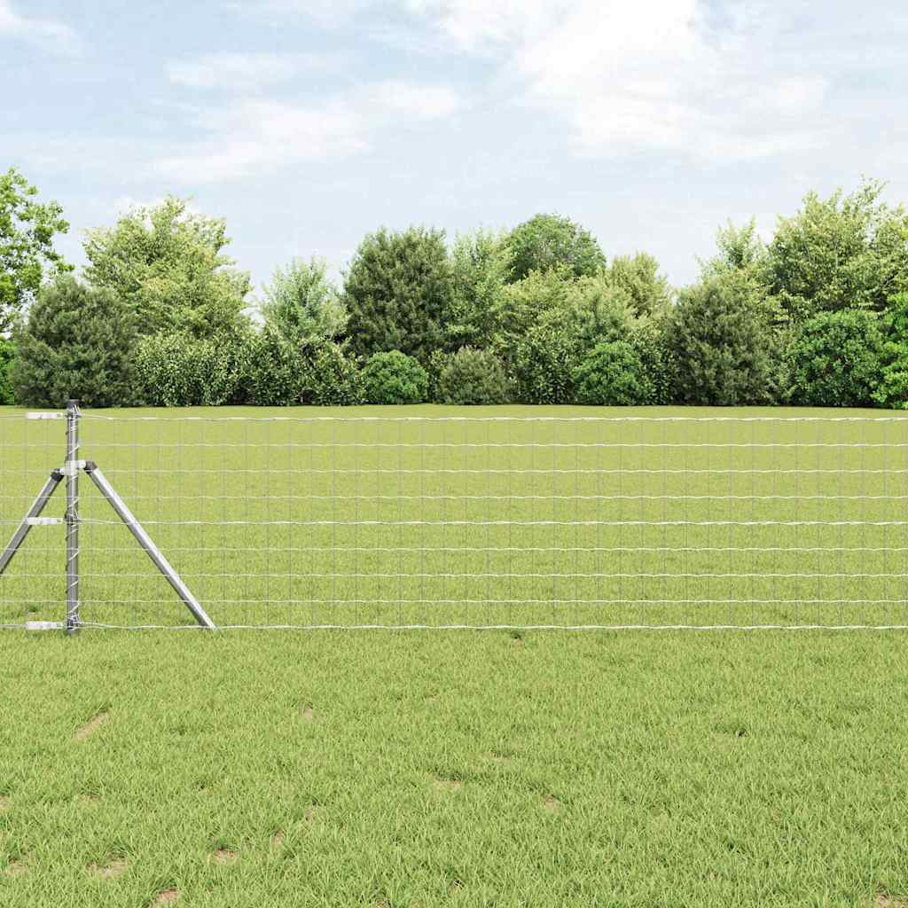 Vidaxxl Zaun mit Pfosten Silber 0,6 x 25 m Stahl und PVC