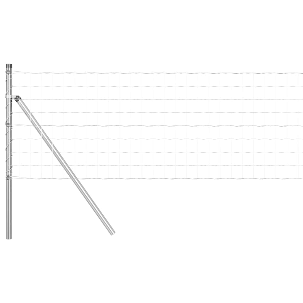 Vidaxxl Zaun mit Pfosten Silber 0,6 x 25 m Stahl und PVC