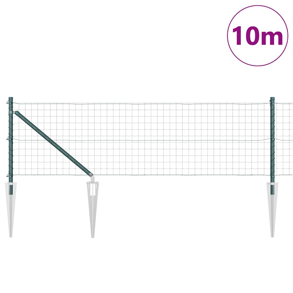 Vidaxxl-Zaun mit Pfosten grün 0,6 x 10 m aus Stahl und PVC