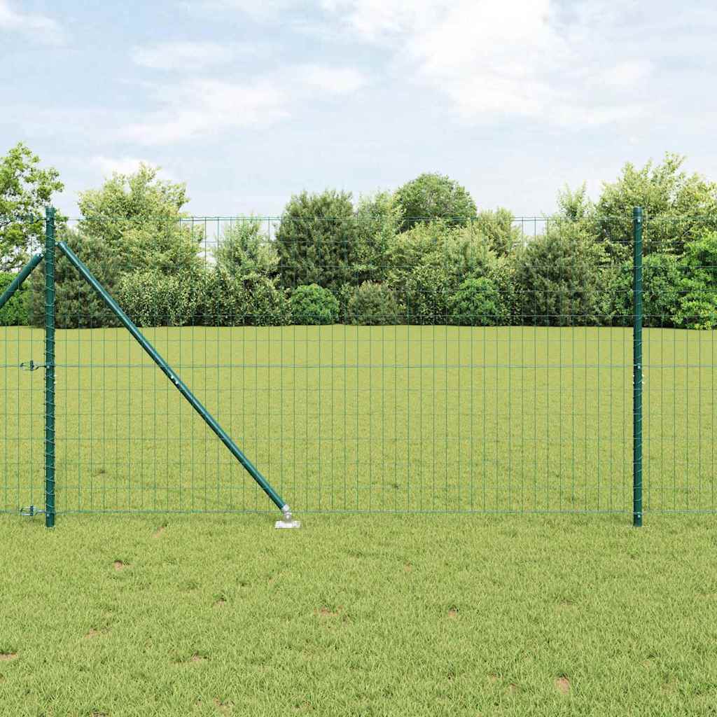 Vidaxl hek met paal groen 1,4 x 10 m staal en pvc