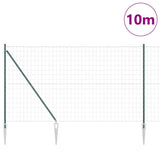 Vidaxl euro-hek met grondpennen 10 x 1,5 m pvc-coated staal groen mesh