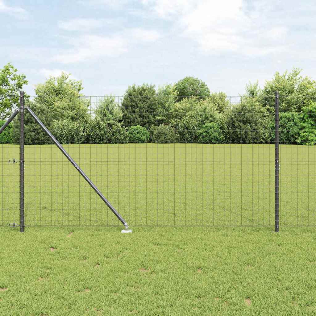 Vidaxl hek met paal grijs 1,4 x 10 m staal en pvc