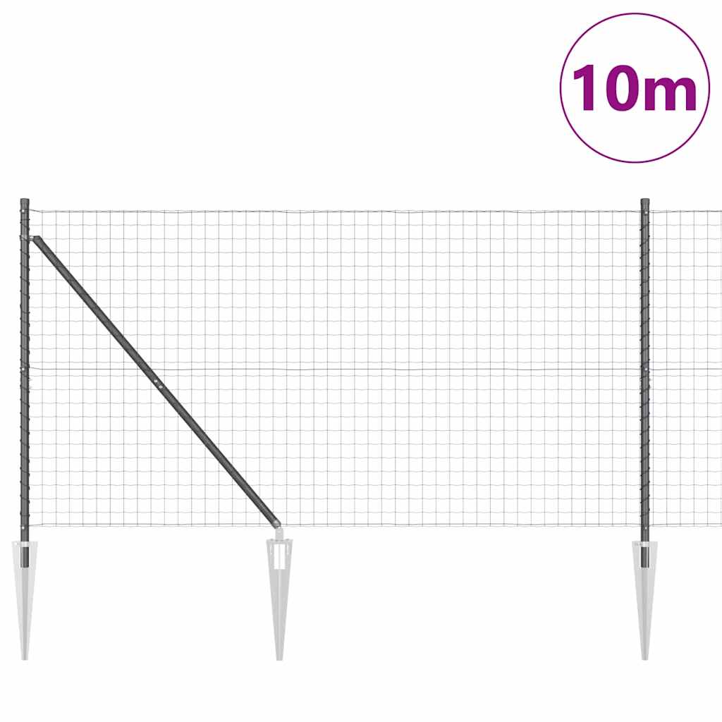 Vidaxl hek met paal grijs 1,4 x 10 m staal en pvc