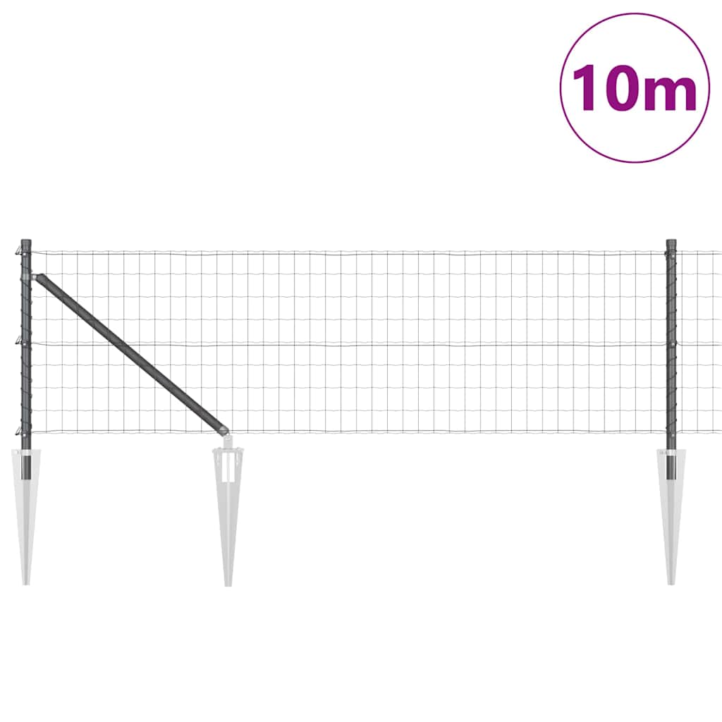 Vidaxl hek met paal grijs 0,6 x 10 m staal en pvc