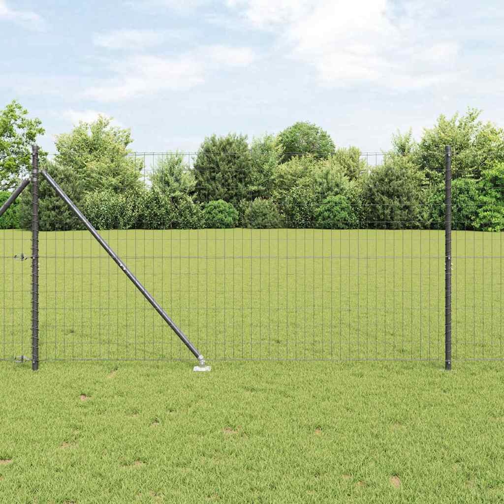 Vidaxl hek met paal grijs 1,2 x 10 m staal en pvc