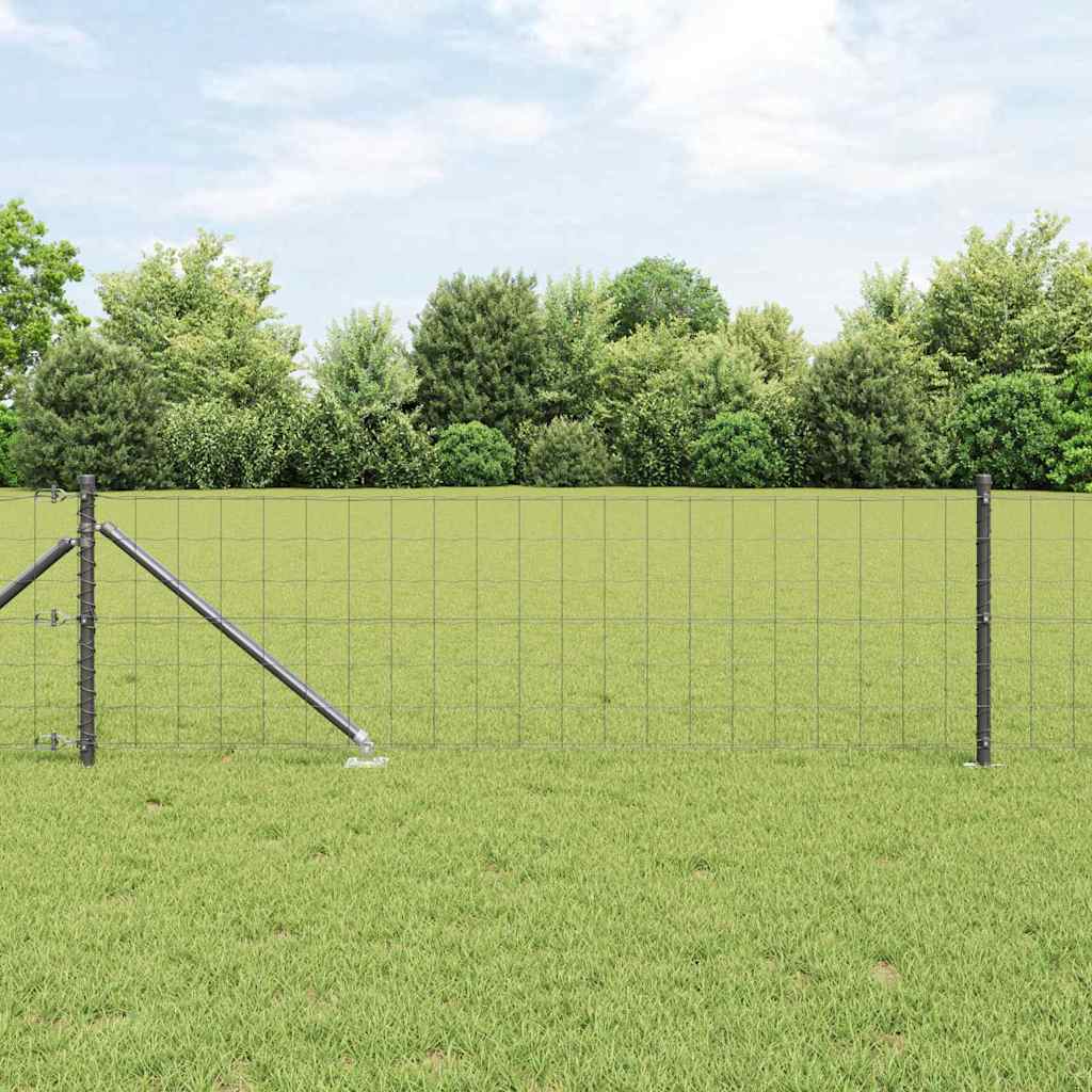 Vidaxl euro-hek met grondpennen 10 x 0,8 m pvc-coated staal grijs mesh