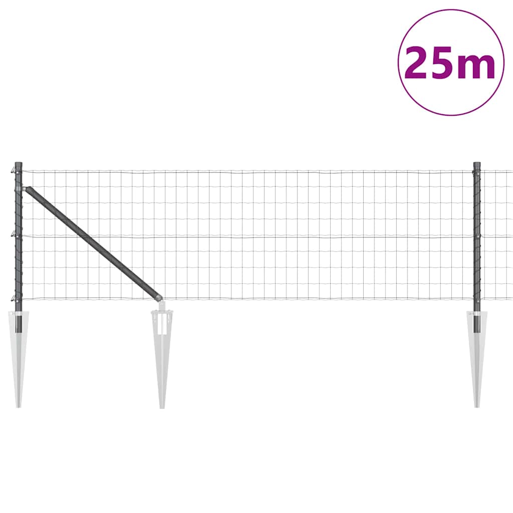 Vidaxl hek met paal grijs 0,4 x 25 m staal en pvc