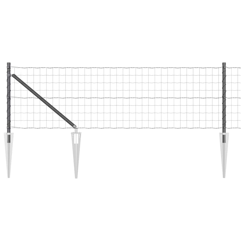 Vidaxl euro-hek met grondpennen 10 x 0,8 m pvc-coated staal grijs mesh