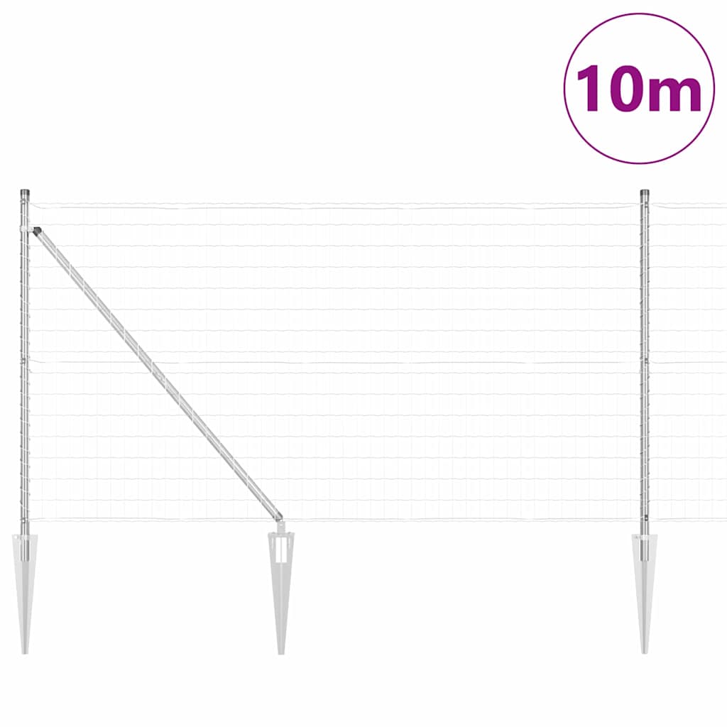 Vidaxl hek met paal zilver 1 x 10 m staal