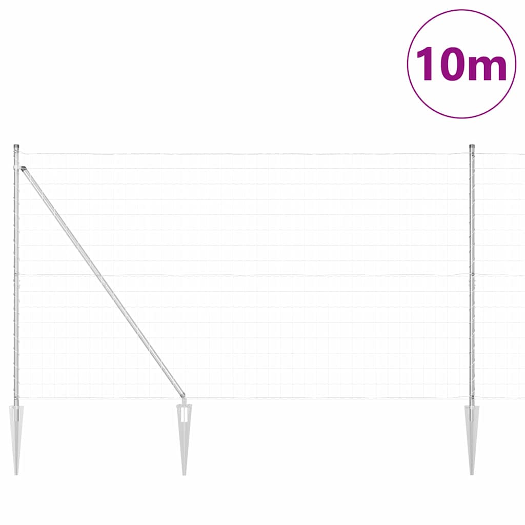 Vidaxl hek met paal zilver 1,5 x 10 m staal