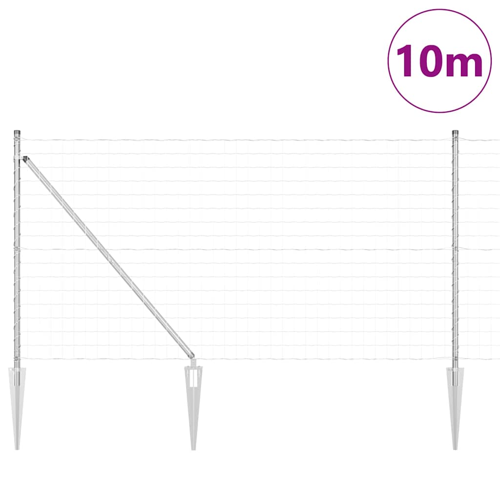 Vidaxl hek met paal zilver 1 x 10 m staal
