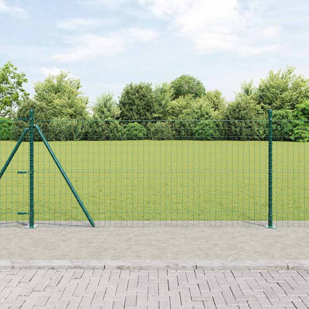 Vidaxl hek met paal groen 1 x 10 m staal en pvc