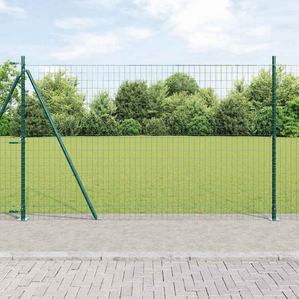 Vidaxl hek met paal groen 1,6 x 10 m staal en pvc