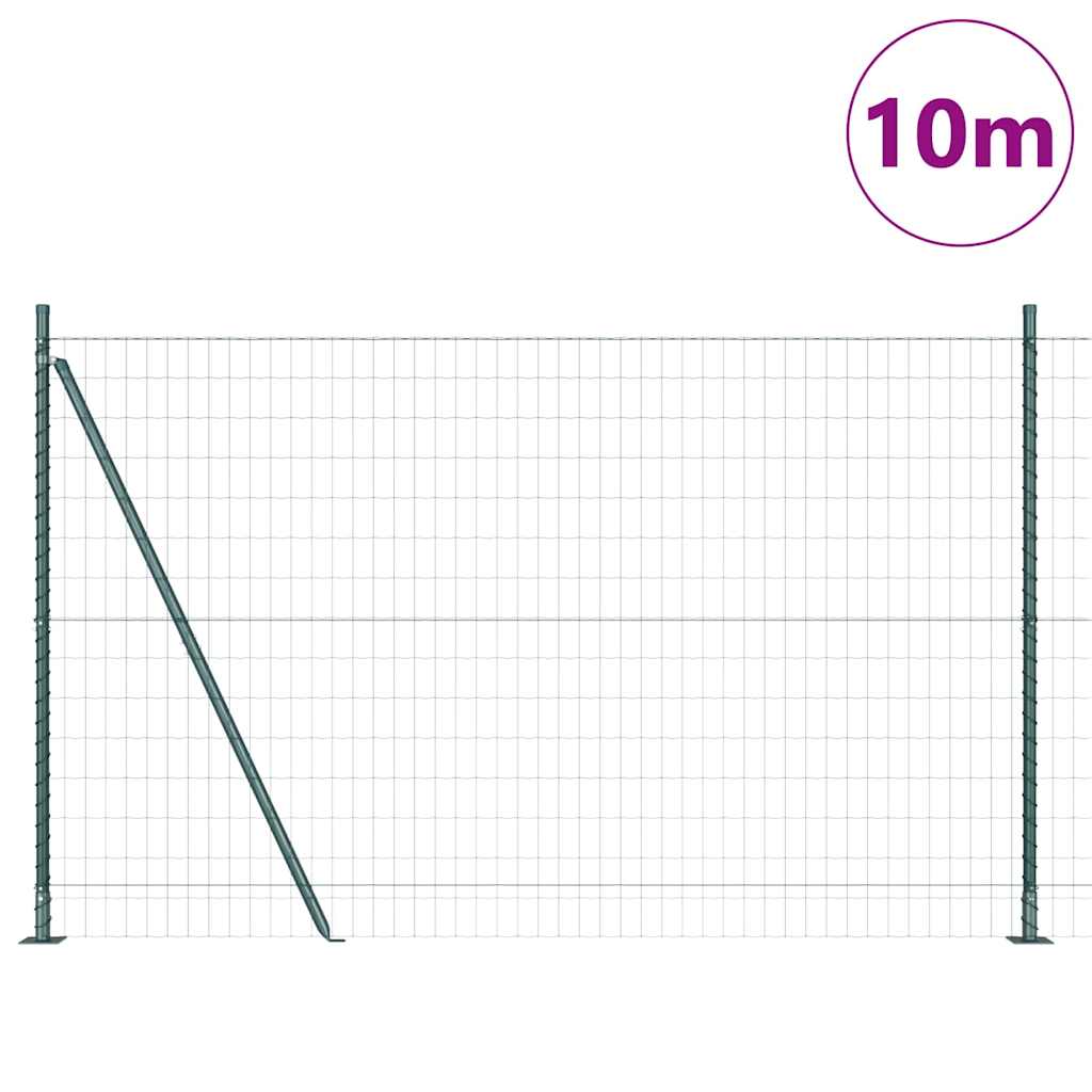 Vidaxl hek met paal groen 1,6 x 10 m staal en pvc