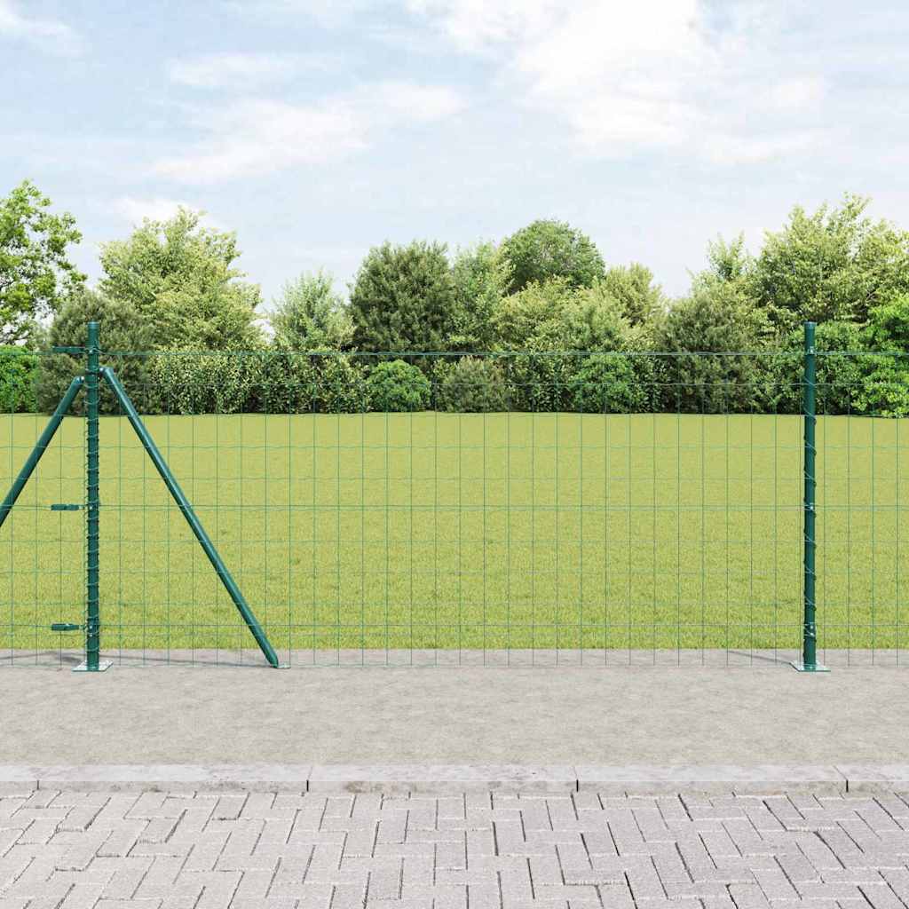Vidaxl hek met paal groen 1 x 10 m staal en pvc